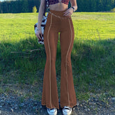 Lizakosht Vintage Y2k Pant Bell Bottom Pants High Waist Trousers Slim Solid Women's Pant Streetwear Flare Pants for Women